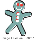 #29257 Royalty-Free Cartoon Clip Art Of A Happy Gingerbread Man Cookie