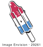 #29261 Royalty-Free Cartoon Clip Art Of A Red White And Blue Americana Inspired Melting Popsicle On A Stick