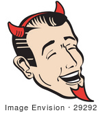 #29292 Royalty-Free Cartoon Clip Art Of A Man Wearing Red Horns And A Red Goatee Laughing Devilishly On Halloween