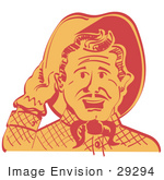 #29294 Royalty-Free Cartoon Clip Art Of A Friendly Cowboy Man Tipping His Hat While Saying Howdy