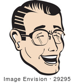 #29295 Royalty-Free Cartoon Clip Art Of A Happy Man Wearing Glasses And Laughing