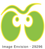 #29296 Royalty-Free Cartoon Clip Art Of A Pair Of Green And Yellow Ghost Eyes Glowing