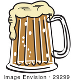 #29299 Royalty-Free Cartoon Clip Art Of A Frothy Mug Of Beer In A Bar