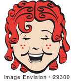 #29300 Royalty-Free Cartoon Clip Art Of A Happy Curly Red Haired Girl With Freckles Laughing
