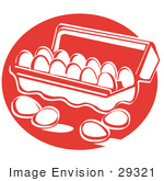 #29321 Royalty-Free Cartoon Clip Art Of Four Eggs Resting On A Counter Near An Open Egg Carton