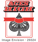 #29324 Royalty-Free Cartoon Clip Art Of An Ace Of Spades Playing Card With Text Reading Aces High