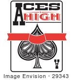 #29343 Royalty-Free Cartoon Clip Art Of An Ace Of Spades Playing Card With Text Reading Aces High
