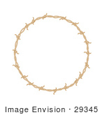 #29345 Royalty-Free Cartoon Clip Art Of A Circular Border Frame Of Barbed Wire Over A White Background