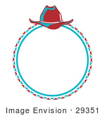 #29351 Royalty-Free Cartoon Clip Art Of A Cowboy Lasso And Hat In A Circle