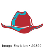 #29359 Royalty-Free Cartoon Clip Art Of A Red Cowboy Hat Cast In Blue Lighting