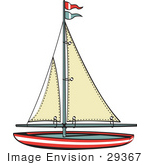 #29367 Royalty-Free Cartoon Clip Art Of A Toy Sailboat With Flags