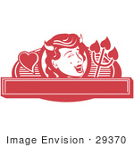 #29370 Royalty-Free Cartoon Clip Art Of A Pretty Shedevil With A Mole And Horns Over A Blank Banner