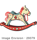 #29379 Royalty-Free Cartoon Clip Art Of A Child’S Rocking Horse With Star Decorations