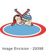 #29398 Royalty-Free Cartoon Clip Art Of A Happy Laughing Couple With Skis