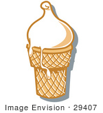 #29407 Royalty-Free Cartoon Clip Art Of A Vanilla Ice Cream In A Cone Melting Over The Rim