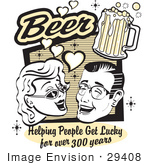 #29408 Royalty-Free Cartoon Clip Art Of A Woman And Man With Beer Beer Helping People Get Lucky For Over 300 Years