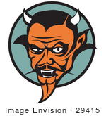 #29415 Royalty-Free Cartoon Clip Art Of A Mean Old Male Devil With Fangs And Horns