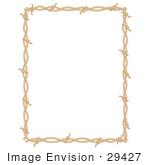 #29427 Royalty-Free Cartoon Clip Art Of A Rectangle Border Frame Of Barbed Wire Over A White Background