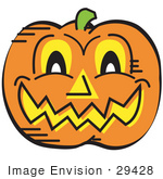 #29428 Royalty-Free Cartoon Clip Art Of A Grinning Carved Pumpkin On Halloween