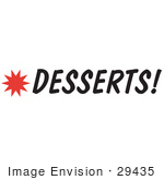#29435 Royalty-Free Cartoon Clip Art Of A Desserts Sign With A Star Burst