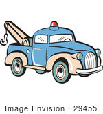 #29455 Royalty-free Cartoon Clip Art of a Blue Toy Tow Truck With A Hook by Andy Nortnik