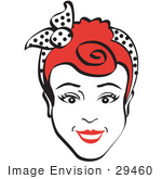 #29460 Royalty-Free Cartoon Clip Art Of A Friendly Red Haired Woman Smiling And Wearing A Scarf In Her Hair