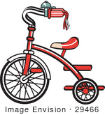 #29466 Royalty-Free Cartoon Clip Art Of A New Trike Bike With A Bell On The Handlebars