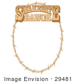 #29481 Royalty-Free Cartoon Clip Art Of An Oval Frame Made Of Barbed Wire On A Snakebite Ranch Sign