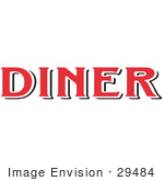 #29484 Royalty-Free Cartoon Clip Art Of A Red Diner Sign