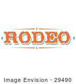 #29490 Royalty-Free Cartoon Clip Art Of A Western Orange Rodeo Sign