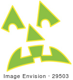 #29503 Royalty-Free Cartoon Clip Art Of A Green Pumpkin Face Glowing In The Dark