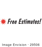 #29506 Royalty-Free Cartoon Clip Art Of A &Quot;Free Estimates&Quot; Sign With A Star Burst
