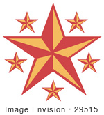 #29515 Royalty-Free Cartoon Clip Art Of A Red And Orange Stars Over A White Background