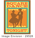 #29528 Royalty-Free Cartoon Clip Art Of A Silhouetted Cowboy Square Dancing With A Woman