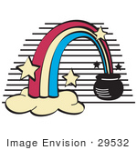 #29532 Royalty-Free Cartoon Clip Art Of A Pot Of Gold At The End Of A Rainbow