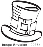 #29534 Royalty-Free Cartoon Clip Art Of A Leprechaun’S Tophat With A Buckle In Black And White