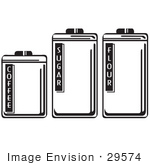 #29574 Royalty-Free Cartoon Clip Art Of Three Storage Canisters In A Kitchen Holding Coffee Sugar And Flour