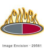 #29581 Royalty-Free Cartoon Clip Art Of A Flames Above An Oval