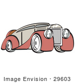 #29603 Royalty-Free Cartoon Clip Art Of A Red And Grey Luxury Sedan Car
