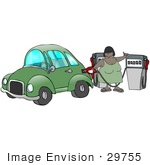 #29755 Clip Art Graphic of a Woman Filling Her Gasoline Tank at a Gas Station by DJArt
