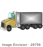 #29759 Clip Art Graphic of a Clean Yellow Semi Transfer Truck by DJArt