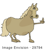 #29794 Clip Art Graphic Of A Fed Up Horse Flipping People The Bird And Refusing To Be Ridden