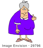 #29796 Clip Art Graphic Of A Mean Old Granny Flipping The Bird