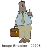 #29798 Clip Art Graphic Of A Mad Businessman Carrying His Briefcase And Holding Up His Middle Finger