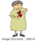 #29814 Clip Art Graphic Of A Woman Eating A Delicious Red Apple