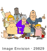 #29829 Clip Art Graphic of a Group of Rude People Holding up Their Middle Fingers by DJArt