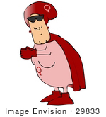 #29833 Clip Art Graphic Of A Super Hero Woman In Red And Pink