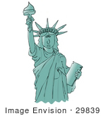 #29839 Clip Art Graphic Of The Liberty Enlightening The World Or Statue Of Liberty Holding The Torch Above Her Head