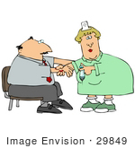 #29849 Clip Art Graphic Of A Nurse Giving A Man A Vaccine