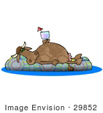 #29852 Clip Art Graphic Of A Lazy Dairy Cow Drinking Wine And Floating On An Inner Tube In A Swimming Pool While Taking A Vacation